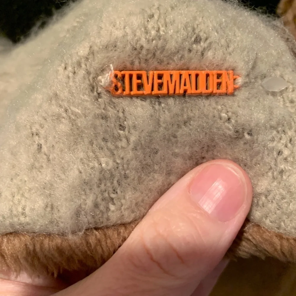 Steve Madden Cozy Knit Reversible Wrap Scarf Brown and Beige
